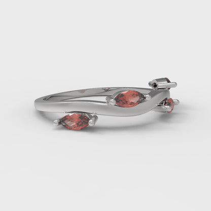 0.4 cttw Simulated Red Diamond Marquise Cut White Gold Eternity Wedding Band