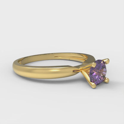 0.5 cttw Natural Amethyst Solitaire  Engagement Ring - Solid Gold (Round Cut,5.0mm)
