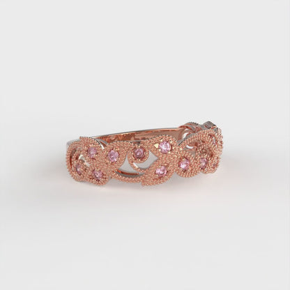 0.17 cttw Simulated Ruby Round Cut Rose Gold Eternity Wedding Band