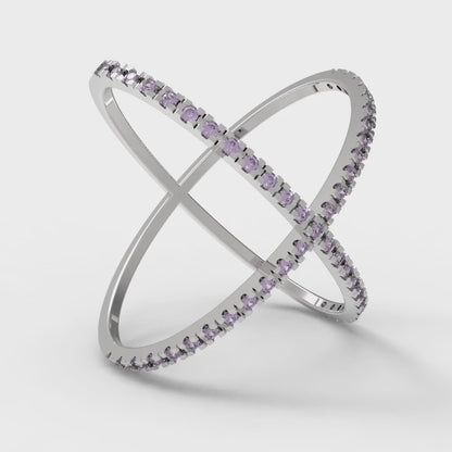 0.245 cttw Simulated Alexandrite Statement Engagement Ring - Solid Gold (Round Cut,1.0mm)