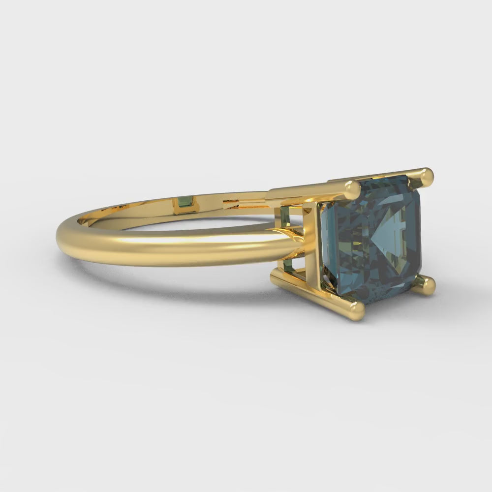 1 cttw Natural London Blue Topaz Solitaire  Engagement Ring - Solid Gold (Asscher Cut,6mm)