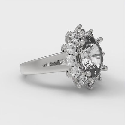 2.72 cttw Certified Moissanite Hidden Halo Engagement Ring - Solid Gold (VVS1, D-F,Oval Cut,9x7mm)