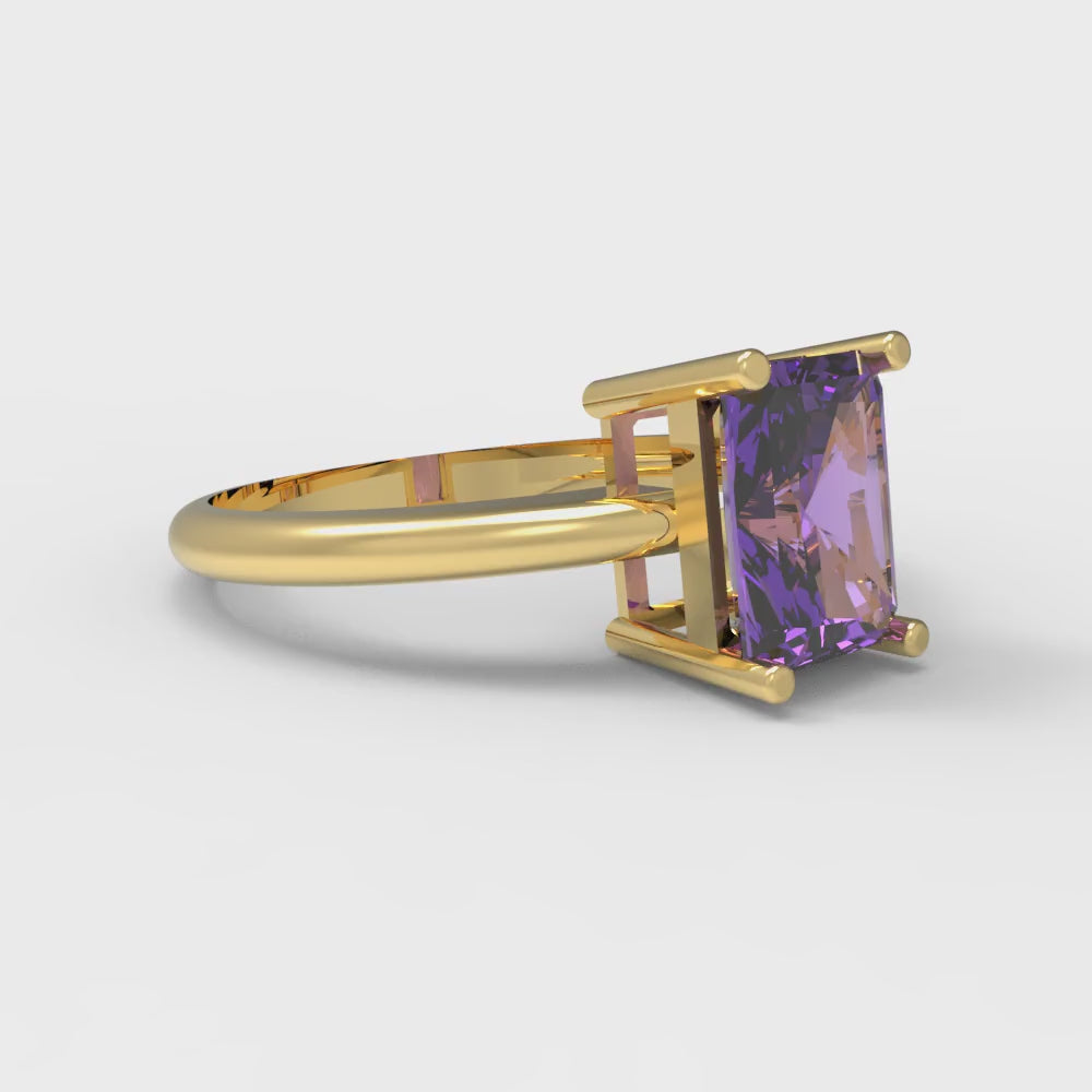 1.75 cttw Simulated Alexandrite Solitaire  Engagement Ring - Solid Gold (Radiant Cut,7.5x5.5mm)