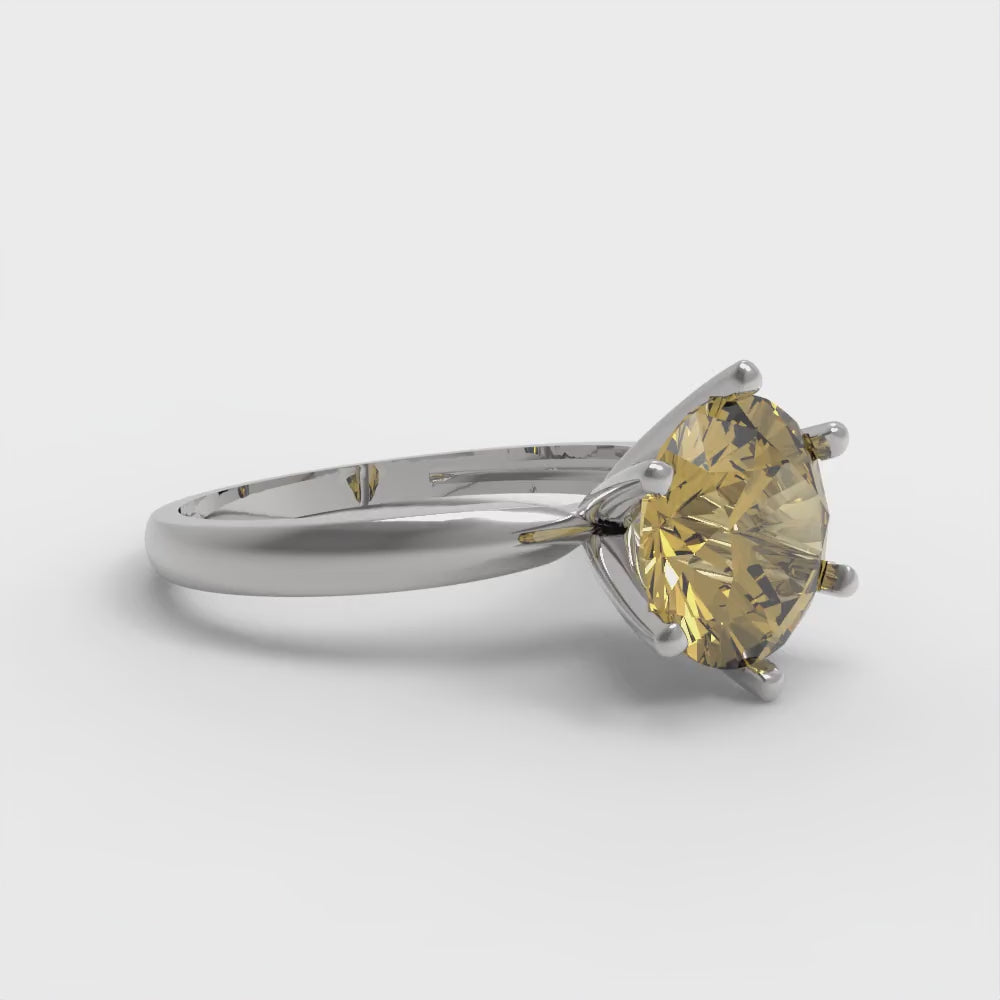 2 cttw Zirconia Simulated Yellow Diamond Solitaire  Engagement Ring - Solid Gold (VVS1, Round Cut,8.0mm)