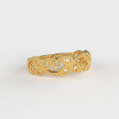 0.17 cttw Natural Citrine Round Cut Yellow Gold Eternity Wedding Band