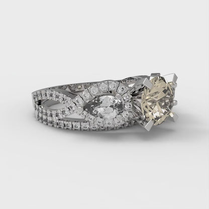 1.925 cttw Round Cut Natural Morganite Bridal Set - Solid White Gold Engagement Ring & Wedding Band