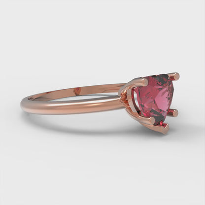 1.25 cttw Simulated Pink Tourmaline Solitaire  Engagement Ring - Solid Gold (Heart Cut,7.0mm)