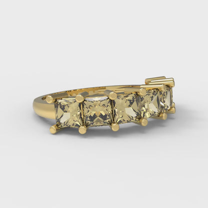 1.75 cttw Simulated Yellow Diamond Princess Cut Yellow Gold Eternity Wedding Band