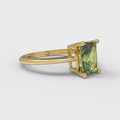 1 cttw Natural Peridot Solitaire  Engagement Ring - Solid Gold (Radiant Cut,7x5mm)