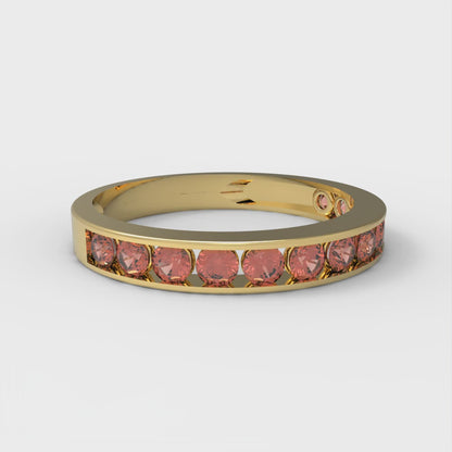 0.39 cttw Simulated Red Diamond Round Cut Yellow Gold Eternity Wedding Band
