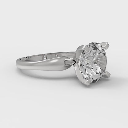 2.5 cttw White Sapphire Solitaire  Engagement Ring - Solid Gold (Round Cut,8.5mm)