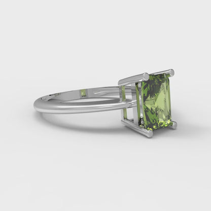 1 cttw Natural Peridot Solitaire  Engagement Ring - Solid Gold (Radiant Cut,7x5mm)