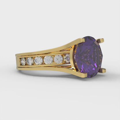 3.39 cttw Round Cut Natural Amethyst Bridal Set - Solid Yellow Gold Engagement Ring & Wedding Band