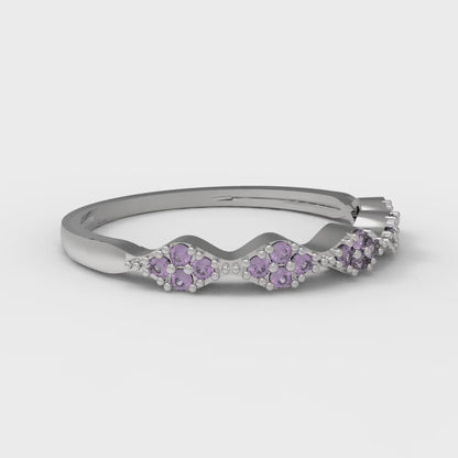 0.1 cttw Natural Amethyst Round Cut White Gold Eternity Wedding Band
