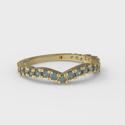 0.36 cttw Natural London Blue Topaz Round Cut Yellow Gold Eternity Wedding Band