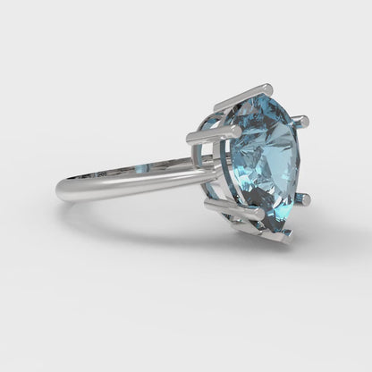 2 cttw Natural Sky Blue Topaz Solitaire  Engagement Ring - Solid Gold (Pear Cut,10x7mm)