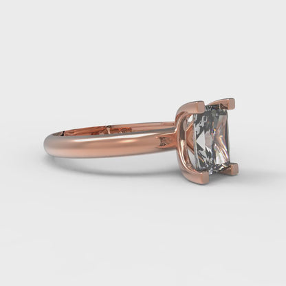 1 cttw White Sapphire Solitaire  Engagement Ring - Solid Gold (Emerald Cut,7X5mm)