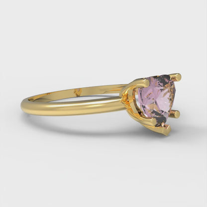 1.25 cttw Zirconia Simulated Pink Diamond Solitaire  Engagement Ring - Solid Gold (VVS1, Heart Cut,7.0mm)