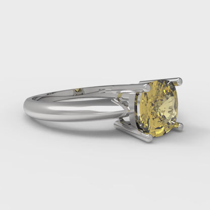 1.5 cttw Natural Citrine Solitaire  Engagement Ring - Solid Gold (Cushion Cut,6.5mm)