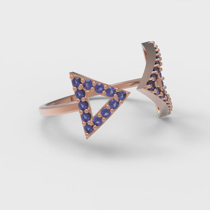 0.2475 cttw Simulated Blue Sapphire Statement Engagement Ring - Solid Gold (Round Cut,1.2mm)