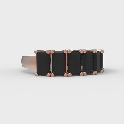2.61 cttw Natural Onyx Emerald Cut Rose Gold Eternity Wedding Band