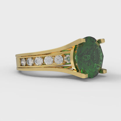 3.39 cttw Round Cut Simulated Emerald Bridal Set - Solid Yellow Gold Engagement Ring & Wedding Band
