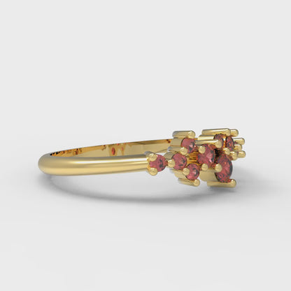 0.17 cttw Simulated Ruby Round Cut Yellow Gold Eternity Wedding Band
