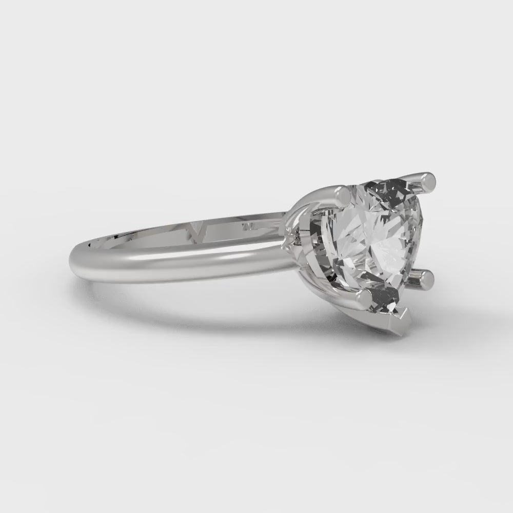 2 cttw White Sapphire Solitaire  Engagement Ring - Solid Gold (Heart Cut,8mm)