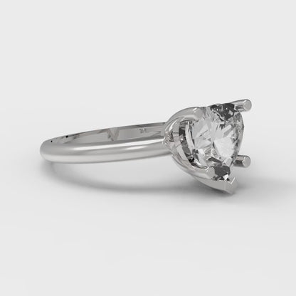 2 cttw White Sapphire Solitaire  Engagement Ring - Solid Gold (Heart Cut,8mm)