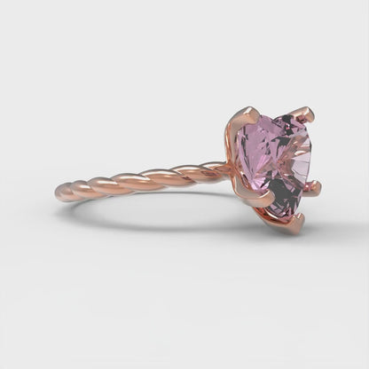 2 cttw Zirconia Simulated Pink Diamond Solitaire  Engagement Ring - Solid Rose Gold (VVS1, Heart Cut,8.0mm)