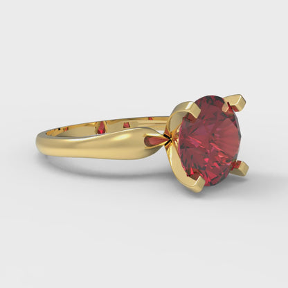 2.5 cttw Natural Garnet Solitaire  Engagement Ring - Solid Gold (Round Cut,8.5mm)