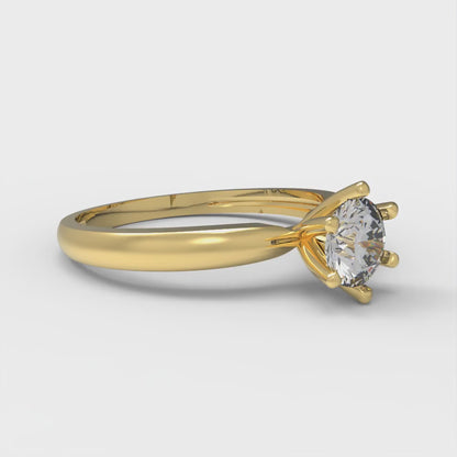 0.5 cttw White Sapphire Solitaire  Engagement Ring - Solid Gold (Round Cut,5.0mm)