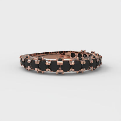 3.13 cttw Natural Onyx Round Cut Rose Gold Eternity Wedding Band