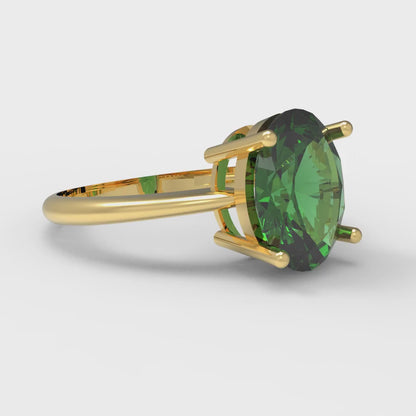 2.5 cttw Simulated Emerald Solitaire  Engagement Ring - Solid Gold (Oval Cut,9.5x7.5mm)