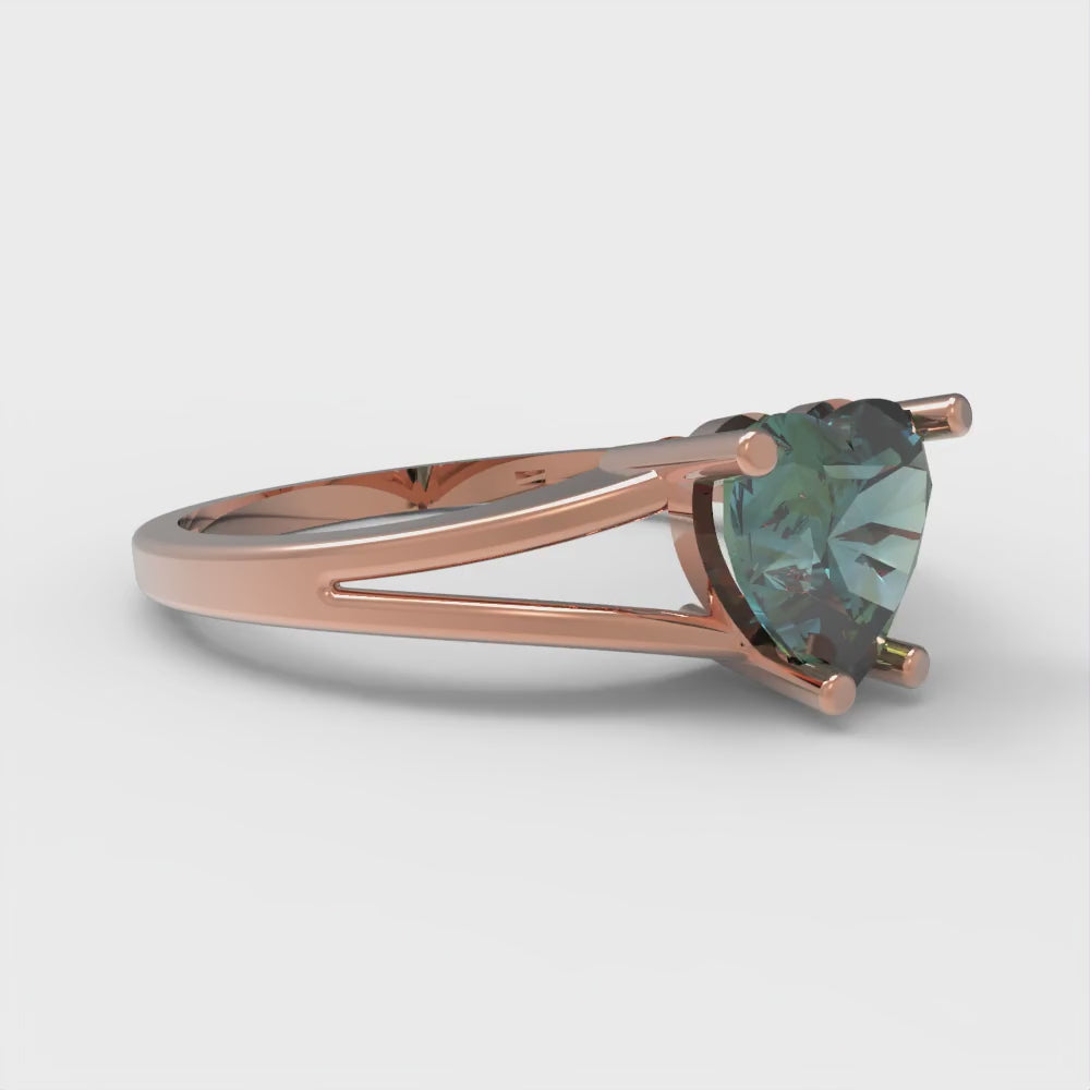 1 cttw Blue Moissanite Solitaire  Engagement Ring - Solid Gold (Heart Cut,6.5mm)