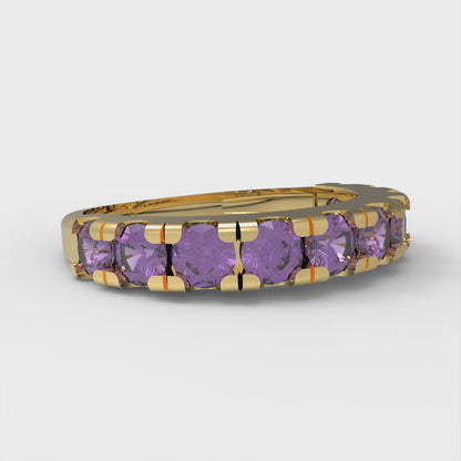 1 cttw Simulated Alexandrite Round Cut Yellow Gold Eternity Wedding Band