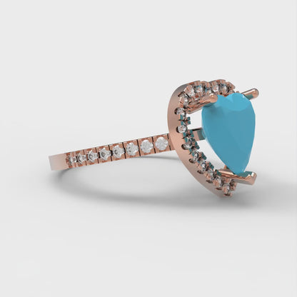 2.285 cttw Simulated Turquoise Hidden Halo Engagement Ring - Solid Rose Gold (VVS1, Heart Cut,8mm)