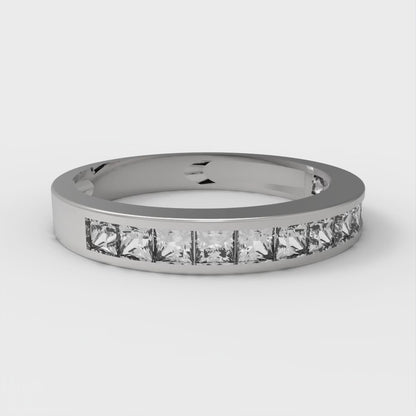 0.78 cttw White Sapphire Princess Cut White Gold Eternity Wedding Band