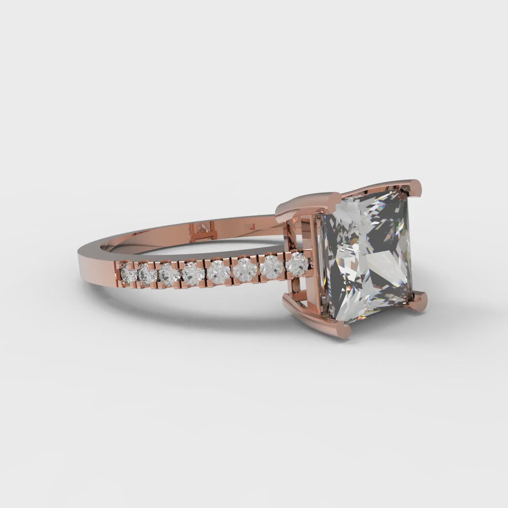 1.62 cttw Zirconia Simulated Diamond Solitaire with Zirconia Simulated Diamond Accents Engagement Ring - Solid Gold (VVS1, Princess Cut,6.5mm)