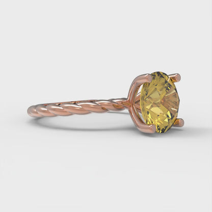 2 cttw Natural Citrine Solitaire  Engagement Ring - Solid Gold (Round Cut,8.0mm)