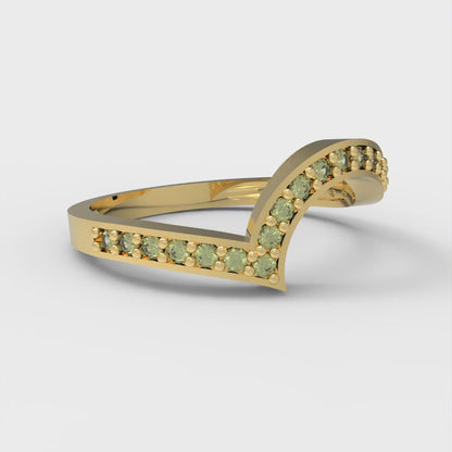 0.165 cttw Natural Peridot Round Cut Yellow Gold Eternity Wedding Band