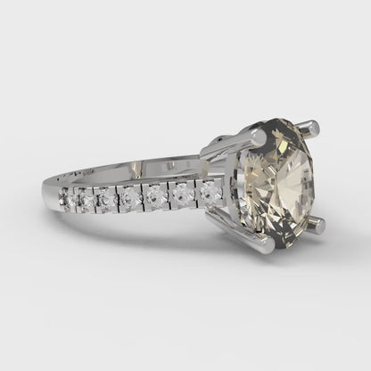 2.21 cttw Natural Morganite Solitaire with Zirconia Simulated Diamond Accents Engagement Ring - Solid Gold (Oval Cut,9X7mm)