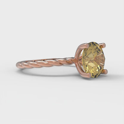 2 cttw Zirconia Simulated Yellow Diamond Solitaire  Engagement Ring - Solid Gold (VVS1, Round Cut,8.0mm)