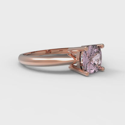 1 cttw Zirconia Simulated Pink Diamond Solitaire  Engagement Ring - Solid Gold (VVS1, Cushion Cut,6mm)