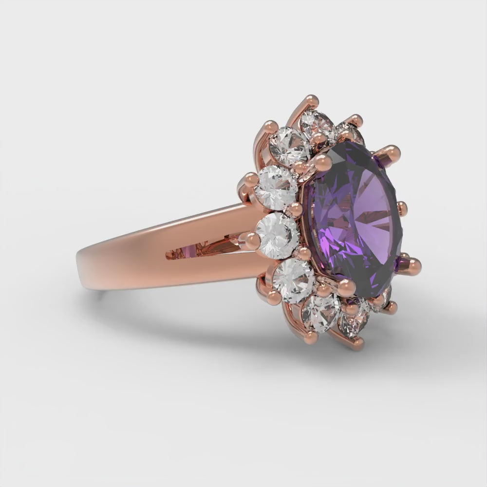 2.72 cttw Natural Amethyst Hidden Halo Engagement Ring - Solid Gold (Oval Cut,9x7mm)