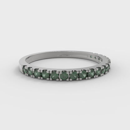 0.285 cttw Simulated Emerald Round Cut White Gold Eternity Wedding Band