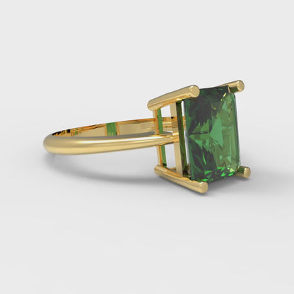 2.5 cttw Simulated Emerald Solitaire  Engagement Ring - Solid Gold (Radiant Cut,8.5x6.5mm)