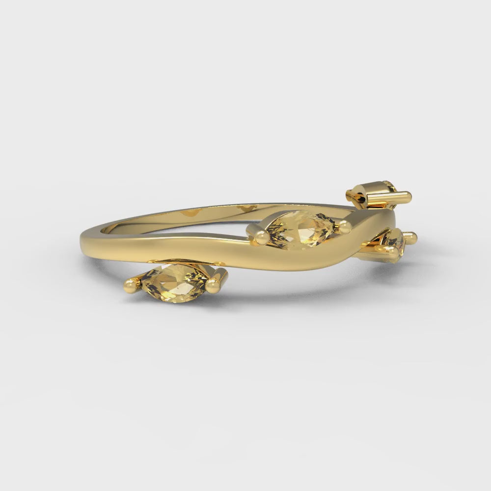 0.4 cttw Natural Citrine Marquise Cut Yellow Gold Eternity Wedding Band