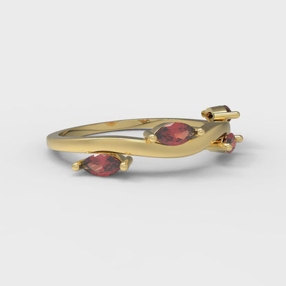 0.4 cttw Simulated Pink Tourmaline Marquise Cut Yellow Gold Eternity Wedding Band