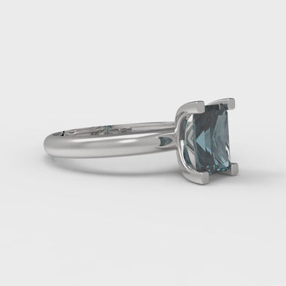 1 cttw Natural London Blue Topaz Solitaire  Engagement Ring - Solid Gold (Emerald Cut,7X5mm)